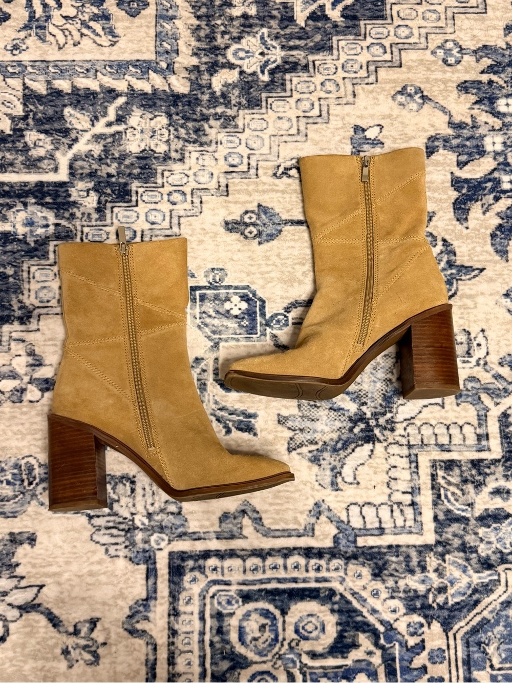 Franco Sarto Womens Stevie Suede Square Toe Booties - Picture 5 of 8